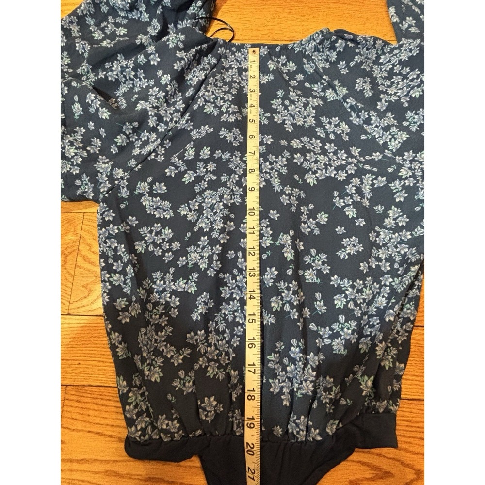 Draper‎ James RSVP Bodysuit Thong Floral Eyelet Blue Women's SZ XS Tiered Sleeve - Picture 10 of 12